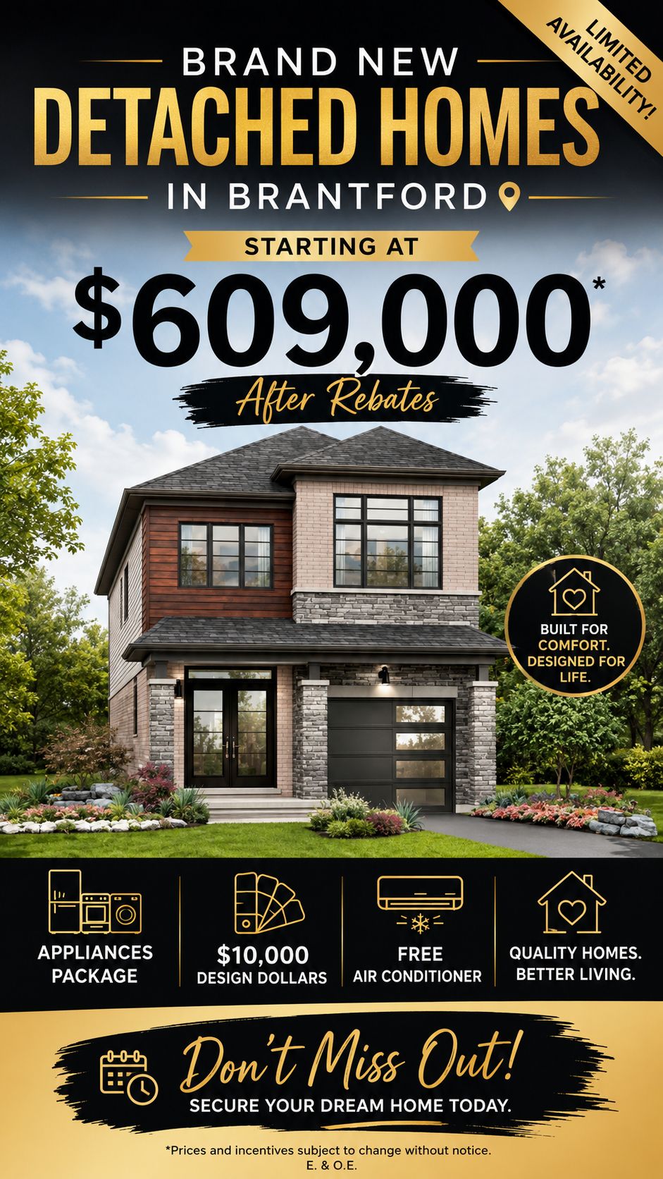 New detached homes in Brantford