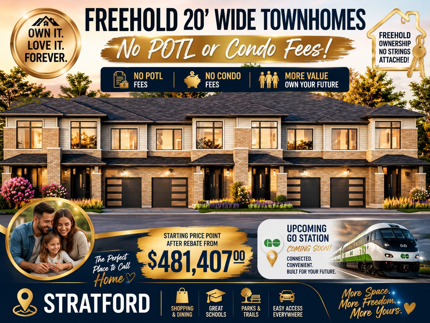 Freehold townhomes in Stratford